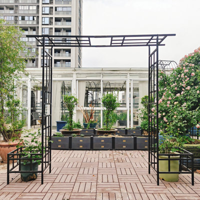 Width W68.11''~W94.29'' Patio Adjustable Metal Garden Arch Trellis,Climbing Plant Support,Anti-Rust Coating