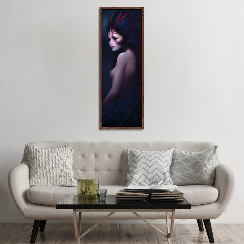 Black Swan by Melanie Delon - Panoramic Print on Canvas, Classic Brown Wood Framed, 152.4 cm H x 50.8 cm W