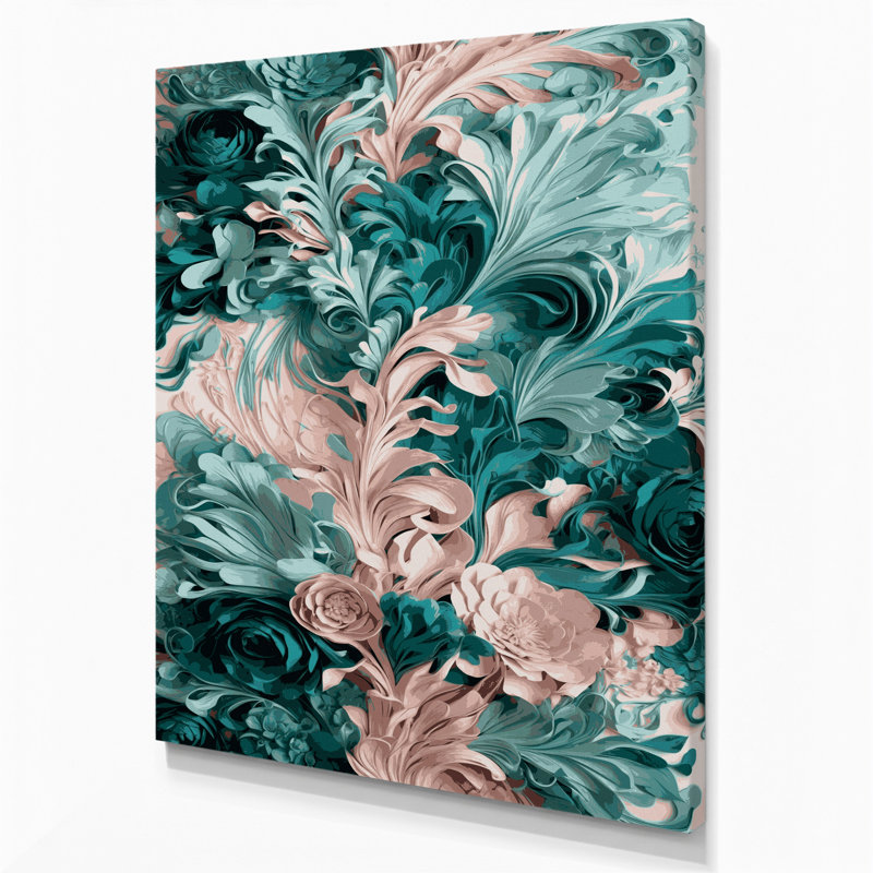«Abstract Florals 46», art mural sur toile grise, H 24 po x l 20 po