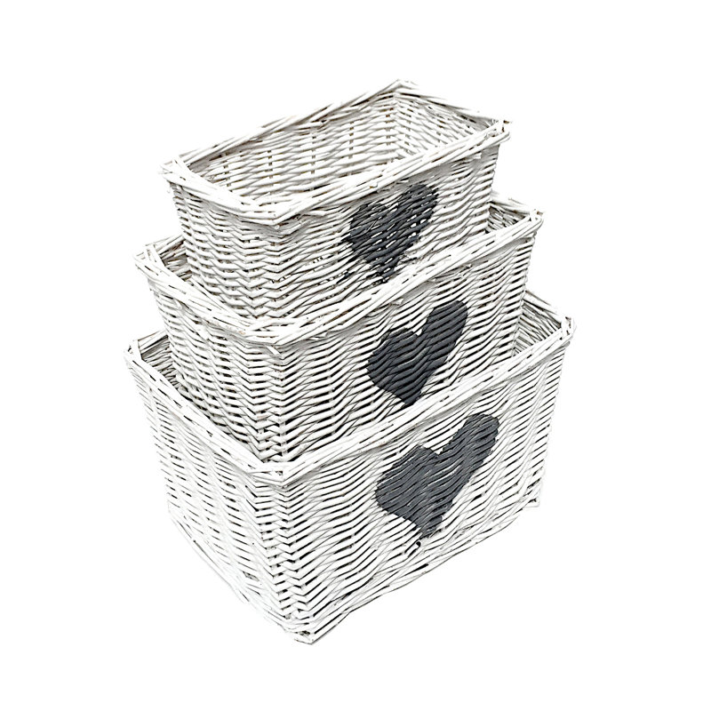 Brambly Cottage Wicker Decorative Basket, White, Medium