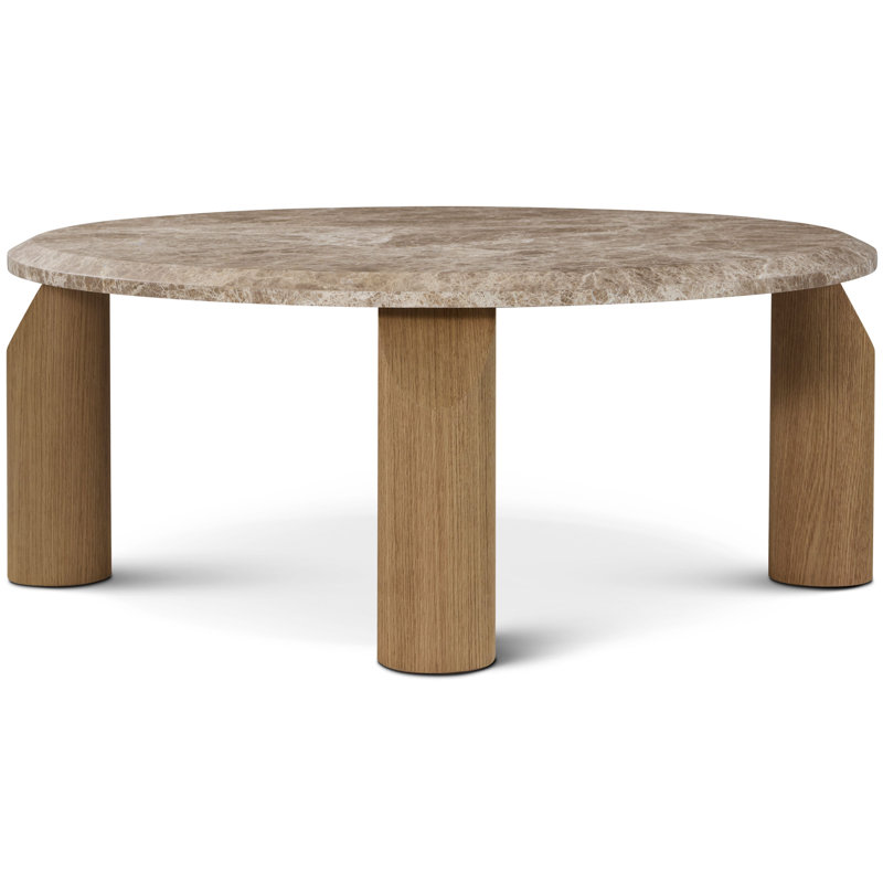 Vienna Marble Cocktail Table, Natural, Light Emperador, 13" H x 38" L x 38" W