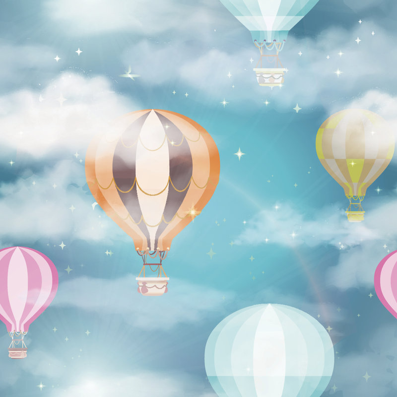 Hot Air Balloons In Blue Sky. by Gluiki - Wrapped Canvas Print, 76cm H x 76cm W x 3.8 cm D
