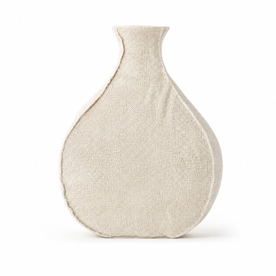 Satchel 12" Textured Polyresin Decorative Table Vase, White