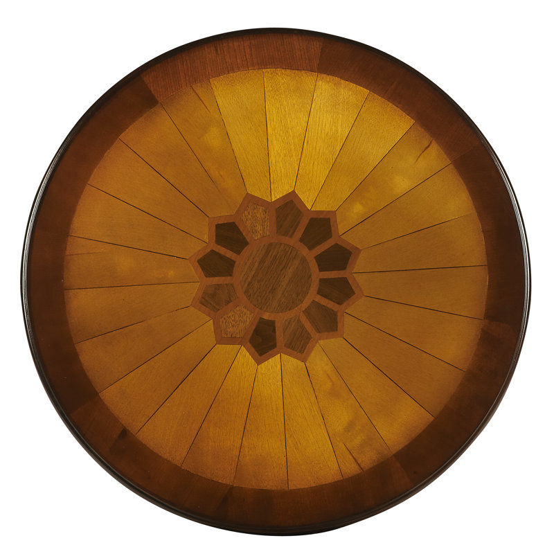 Cherry Rubberwood Round End Table with Storage Drawer