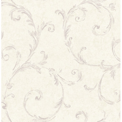 Seabrook Designs Fountainbleu Scroll Unpasted Wallpaper