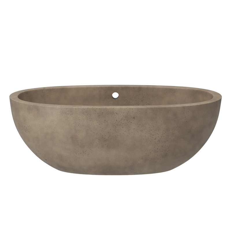 Avalon NativeStone Freestanding Soaking Cement Bathtub, 21" H x 36" W x 62" L, Earth