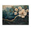 Pommier en fleur dans une rivière à encre dorée et bleue I - Art mural en bois de fleur de pommier - sur bois de pin naturel-66403676