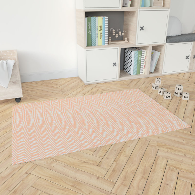 Chevron Snug Activity Mat, Peach/Orange, Rectangle 2' x 3'