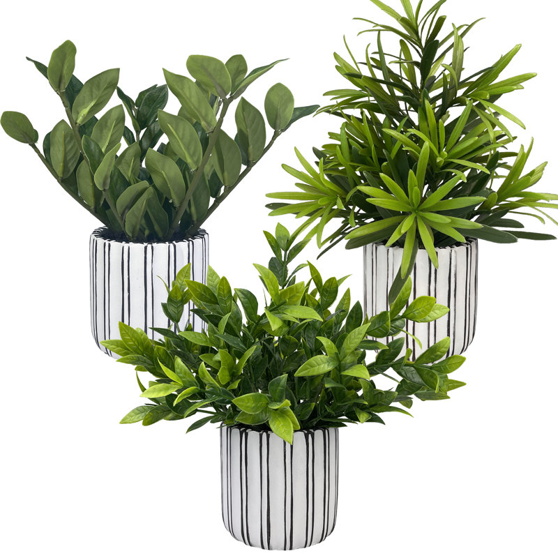 Fougères artificielles en pot (3 pièces)