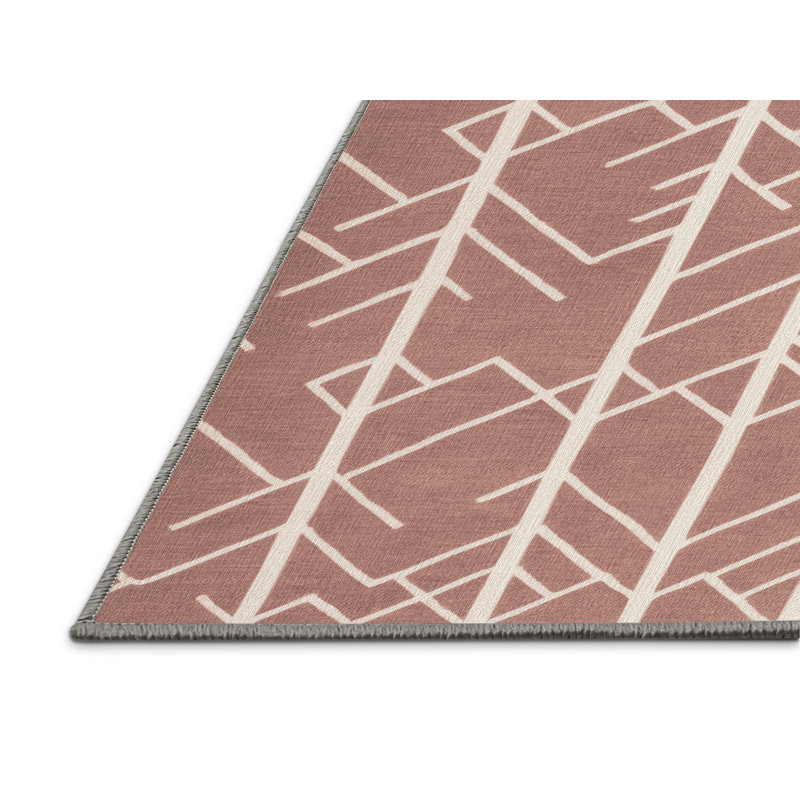 Tapis brun treillis lavable à la machine, Carré 7 pi