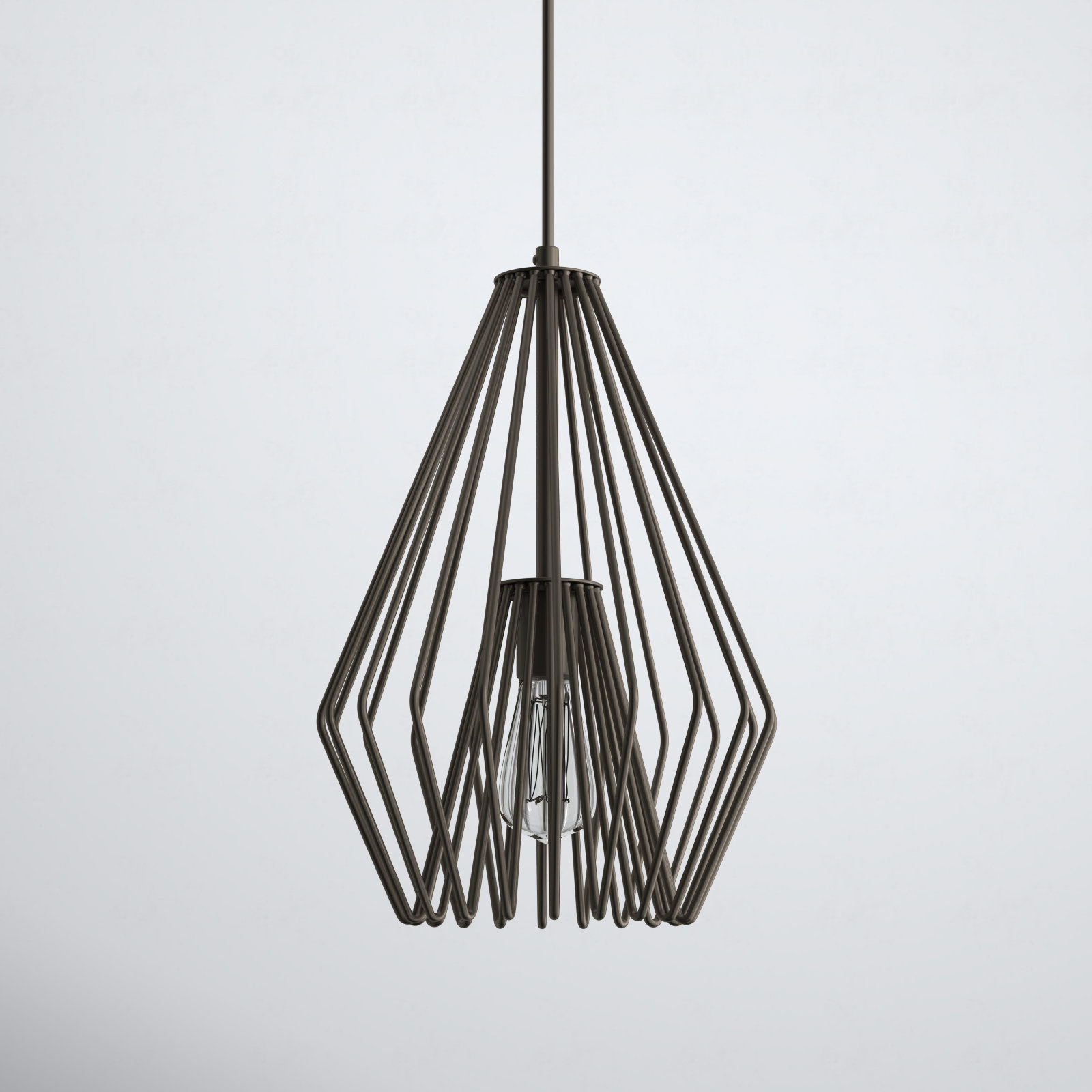 Frankie Single Light Metal Dimmable Pendant, Bronze, 15.75" H x 9.25" W x 9.25" D
