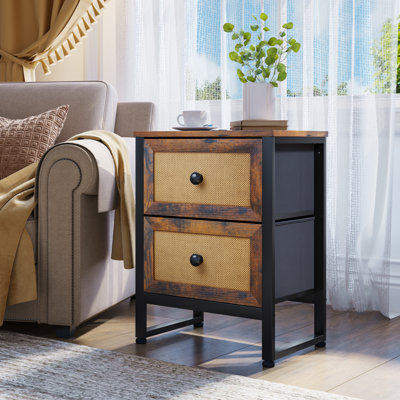 Commode anglaise à 2 tiroirs Asella en brun rustique