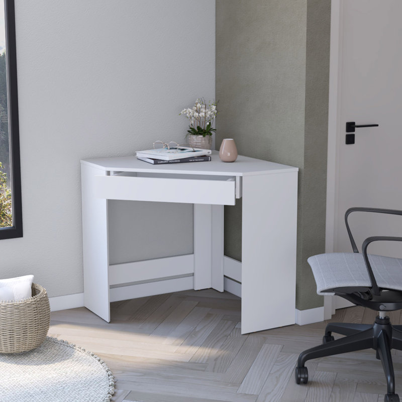 Bureau en coin Menno avec tiroir spacieux et design moderne, Noir