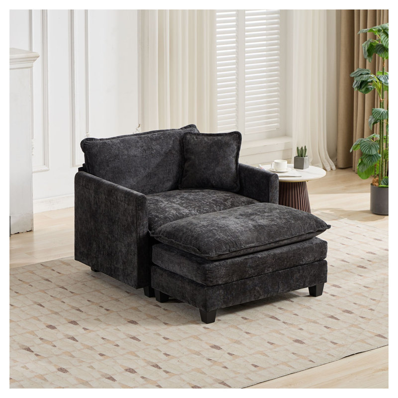 Canapé modulaire à siège simple Cloud - Chenille noire, Noir