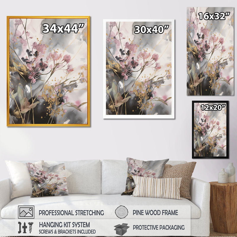Élixir d'herbes roses - imprimé, Cadre photo noir, H 32 po x l 24 po x P 1 po