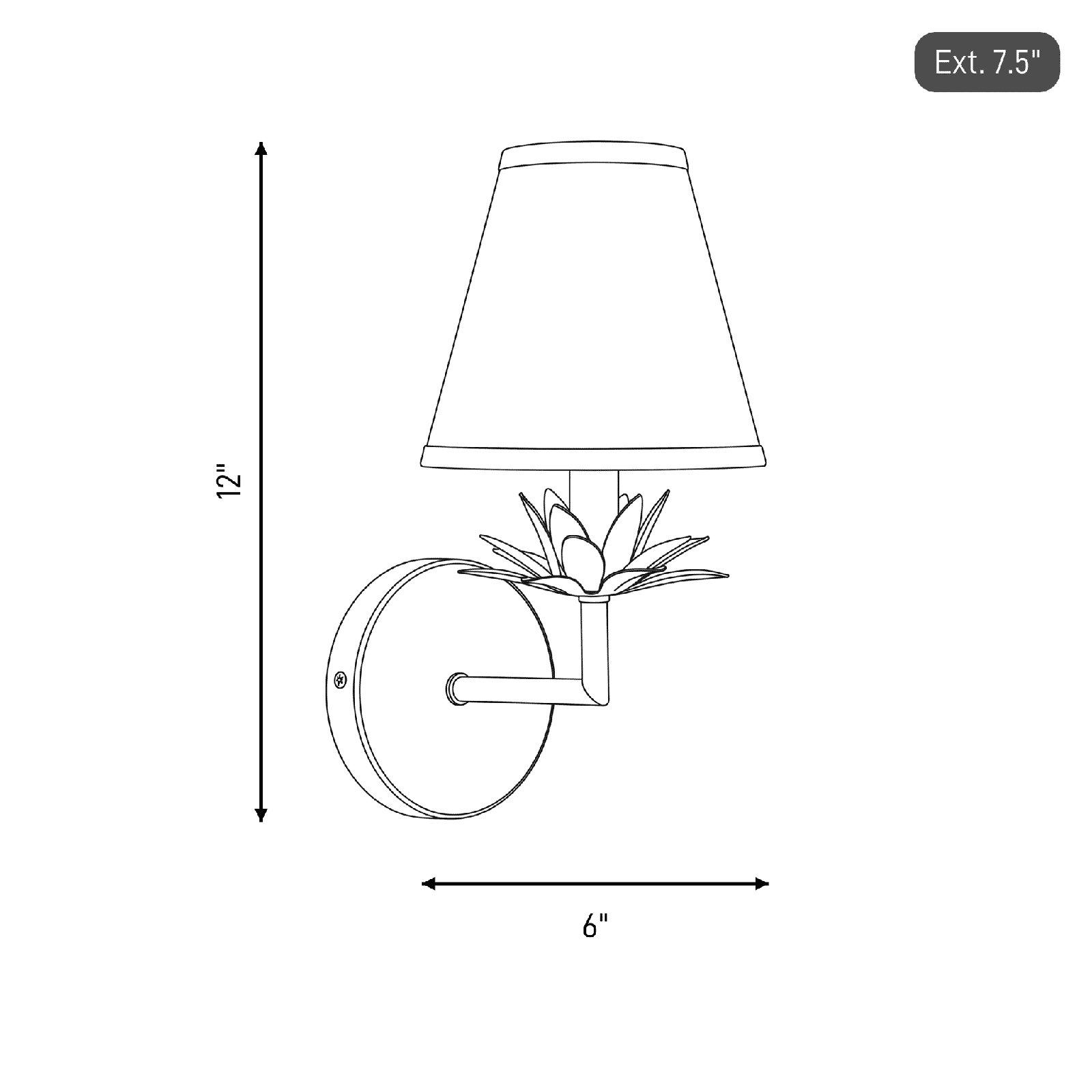 Idalia Single Light Dimmable Armed Sconce, White