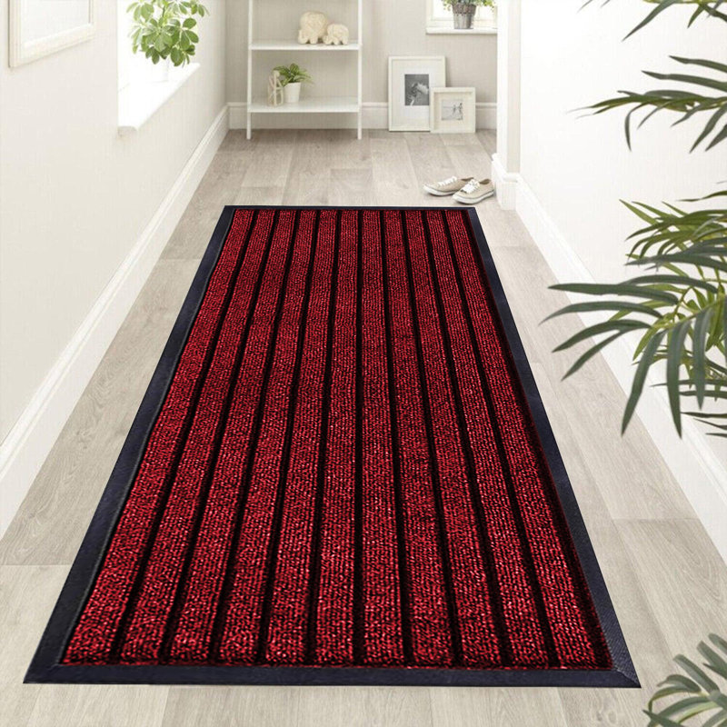 Kohner Non-Slip Indoor/Outdoor Hallway Kitchen Bedroom Rubber Door Mat, Burgundy, Rectangle 80 x 150 cm