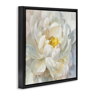 «Delicate Flower Petals», peinture sur toile flottante encadrée grise par Danhui Nai