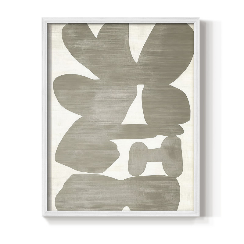 Impression abstraite encadrée CDXI - prête à être accrochée, H 10 po x l 8 po, Blanc