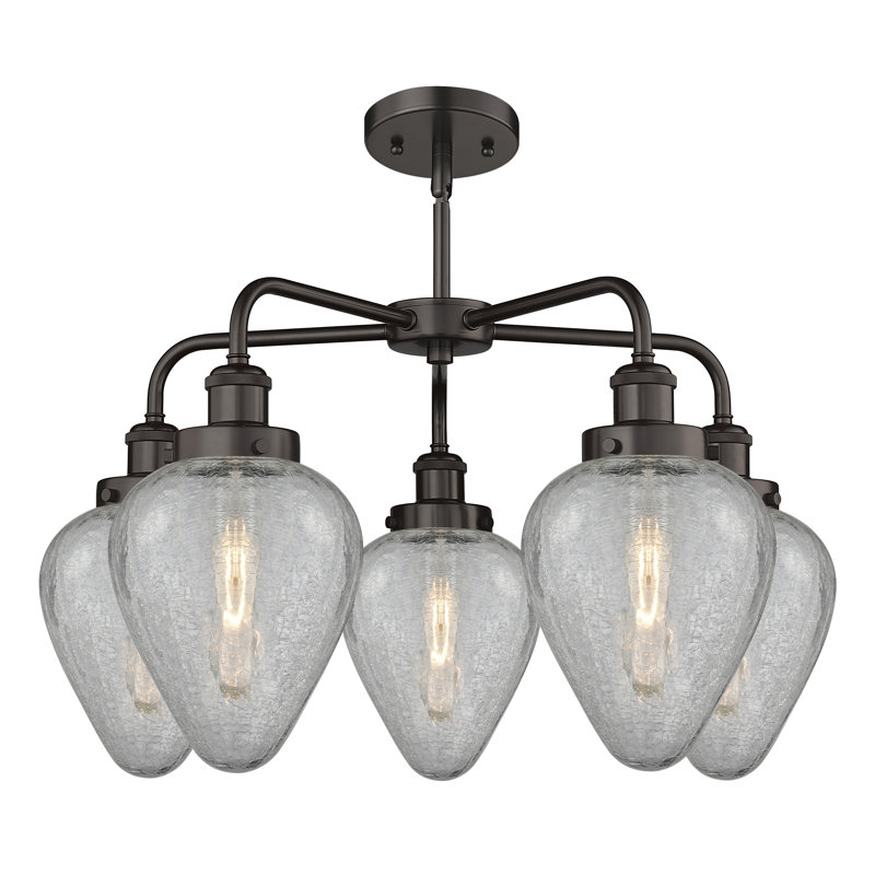 Ameet 5 - Light Glass Dimmable Chandelier, Oil Rubbed Bronze