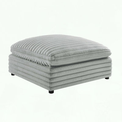 Jenny Square Ottoman with Plush Corduroy and Down-Blend Topper