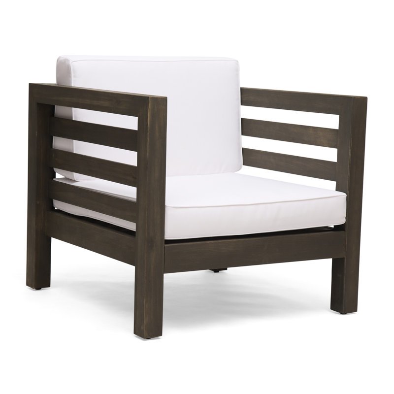Wood Club Chair With Stain- And Waterproof Cushions Seat Padding