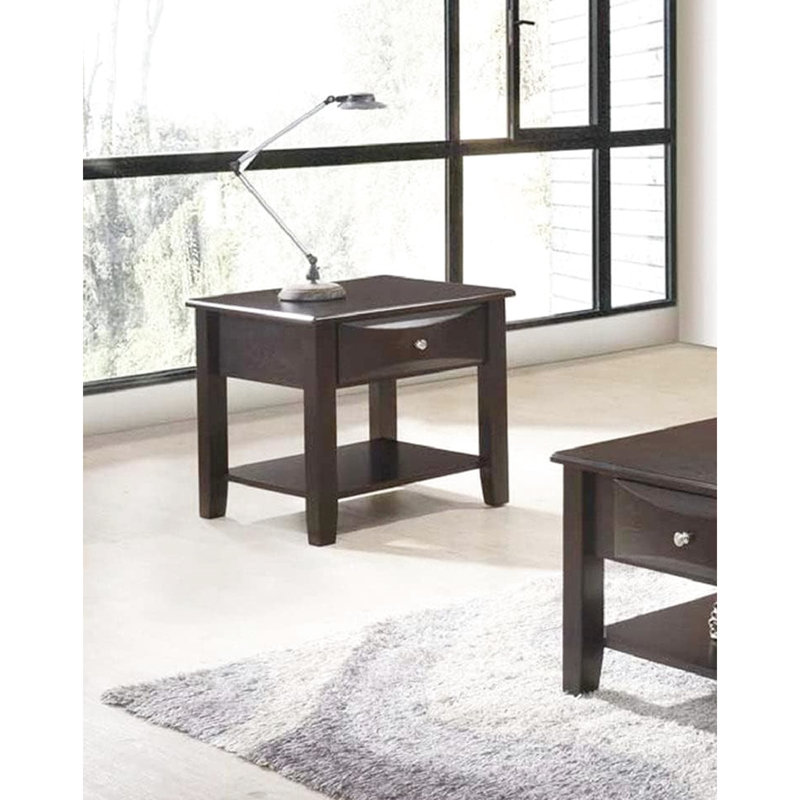 Table basse et table de bout en bois brun avec tiroir / tablette rectangulaire