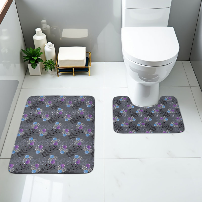 Tapis de salle de bain fleurs et insectes 2 pièces