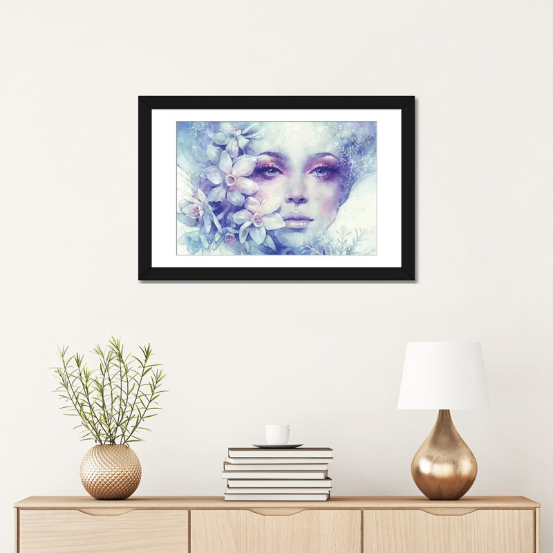 Décembre, impression sur toile tendue, Papier d'art encadré noir, Blanc, H 16 po x l 24 po x P 1 po