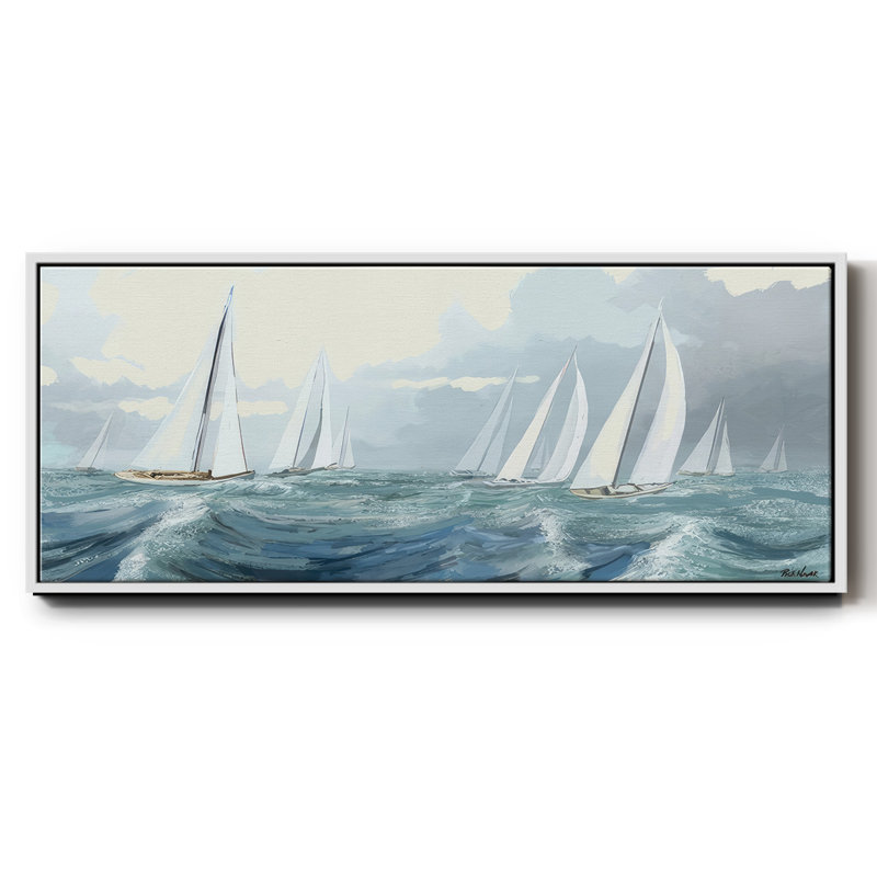 Sail Ho- Framed Canvas, 8" H x 20" W