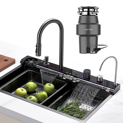 Lefton Stainless Steel Kitchen Sink Ks2207 With 1/2 Hp Continuous Feed Garbage Disposal Lgd-513
