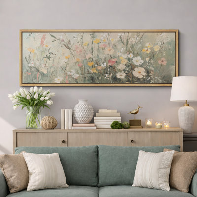 Œuvre florale en sourdine, fleurs murales vertes, images murales de salon, impression numérique sur toile giclée sur toile