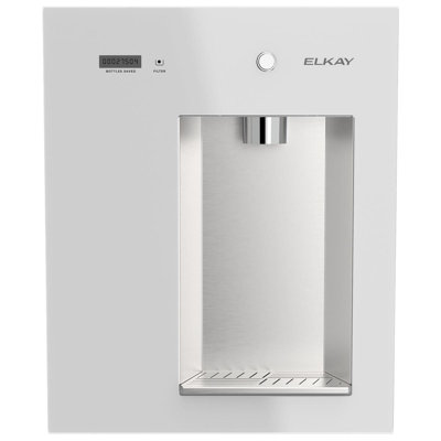 Distributeur d'eau filtrée encastrable Elkay Liv EZ avec refroidisseur intégré, alimenté par piles, bouton-poussoir, blanc Aspen