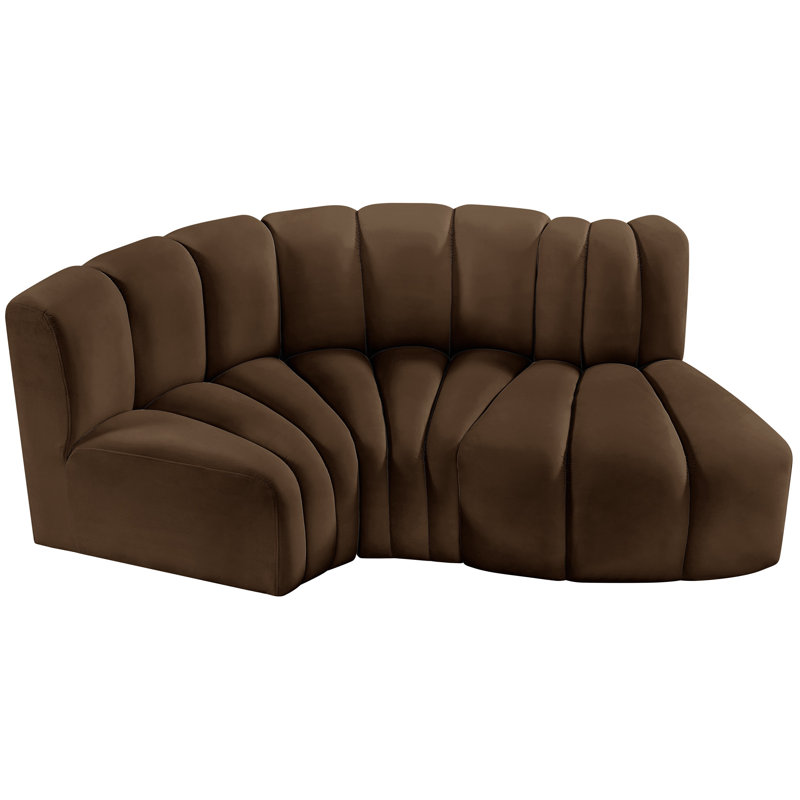 Hubertus Upholstered Curved Sectional Reversible, Brown Velvet