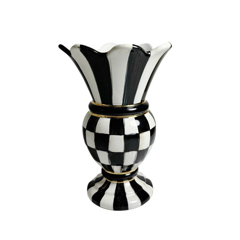 Courtly Check Small Great Vase, Black/White