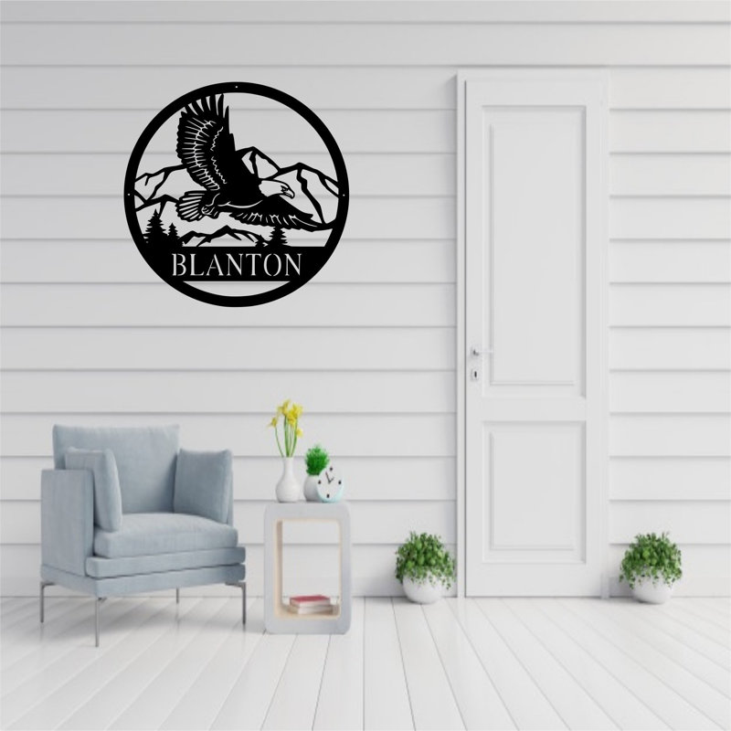 Décoration murale monogramme aigle et montagne, H 30 po x l 30 po x P 0,25 po, Oui