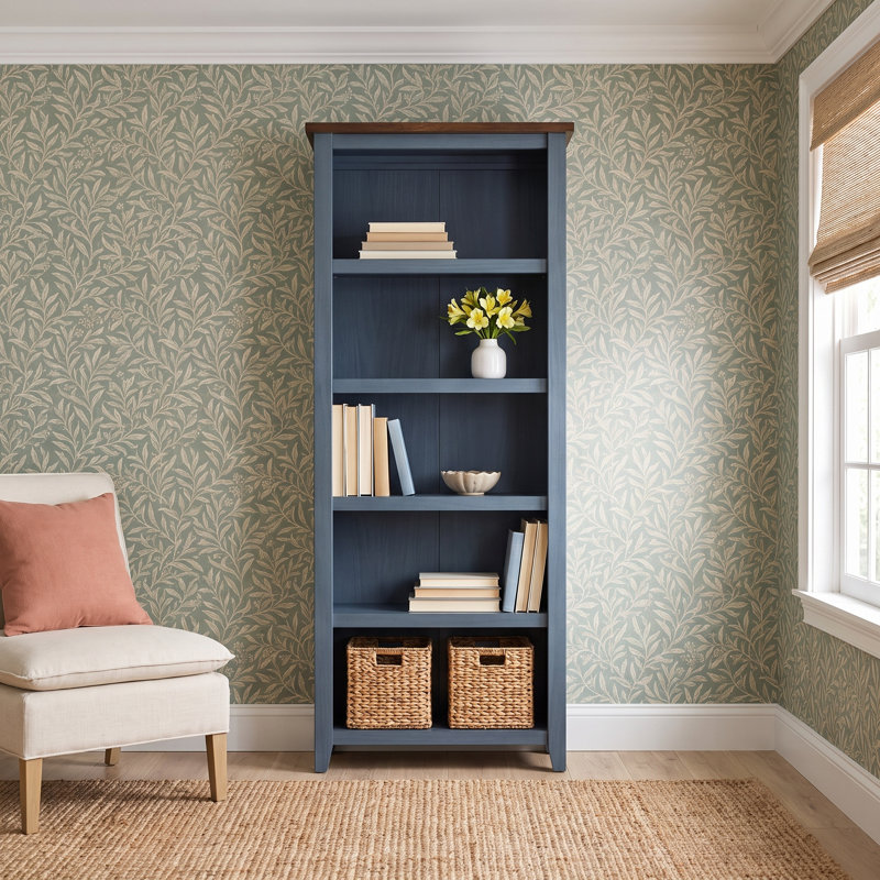 Vivienne Solid and Manufactured Wood Standard Bookcase , Blue / Brown