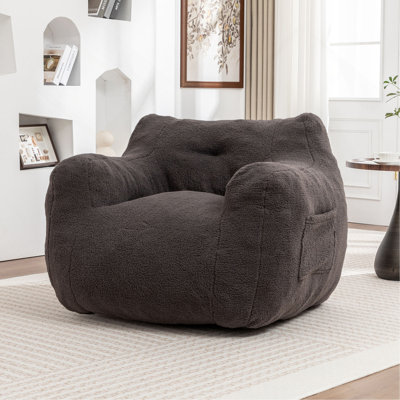 Fauteuil à billes, fauteuil à billes avec accoudoirs rembourrés de mousse à haute densité, canapé paresseux et confortable Fauteuil à billes pour adultes dans le salon, lecture dans la chambre à coucher