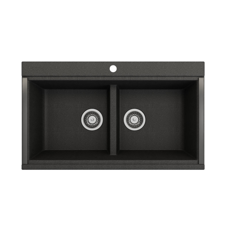 Baveno Lux 33.75'' L Dual-Mount Double Basin Kitchen Sink, Matte Black
