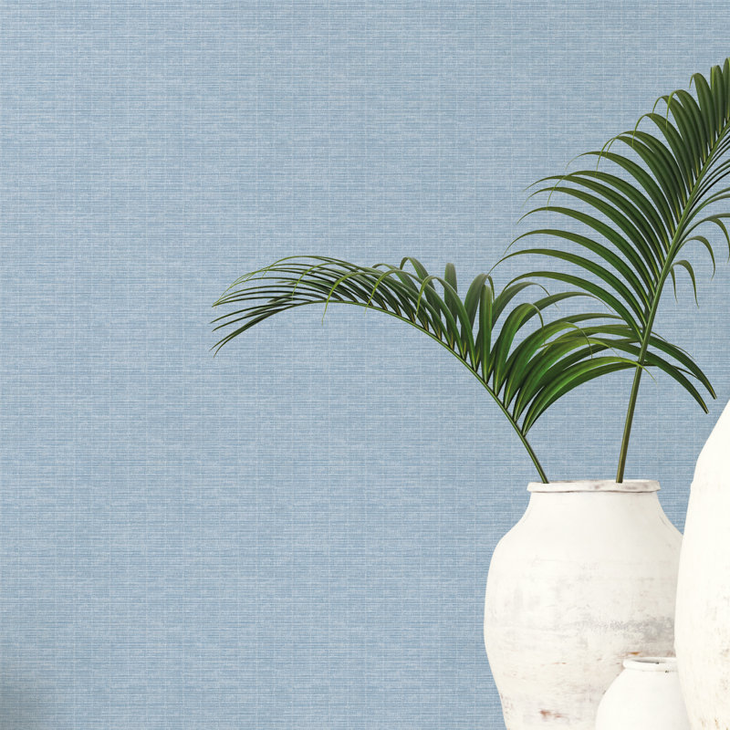 TexStyle Woven Weave Texture 33' L x 21" W Metallic/Satin Wallpaper Roll, Blue