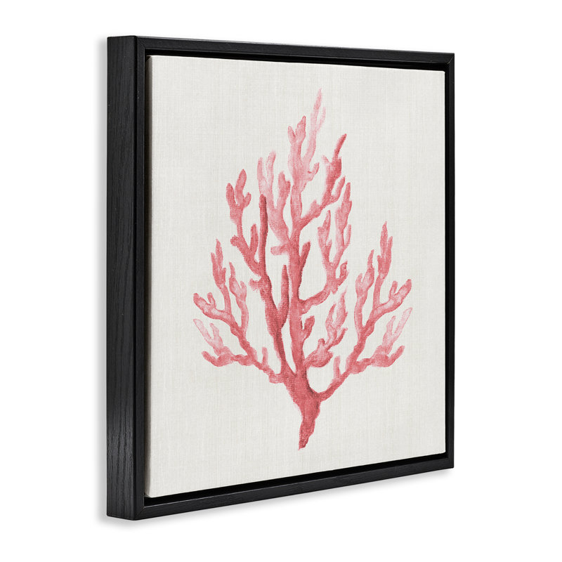 Cadre flottant en branches de corail rose discret, design par Janet Tava, Cadre flottant noir de jais, H 18 po x l 18 po