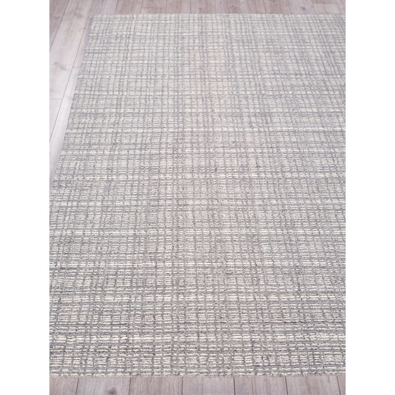 Gray and Ivory Hand-Knotted Wool Rectangular Rug