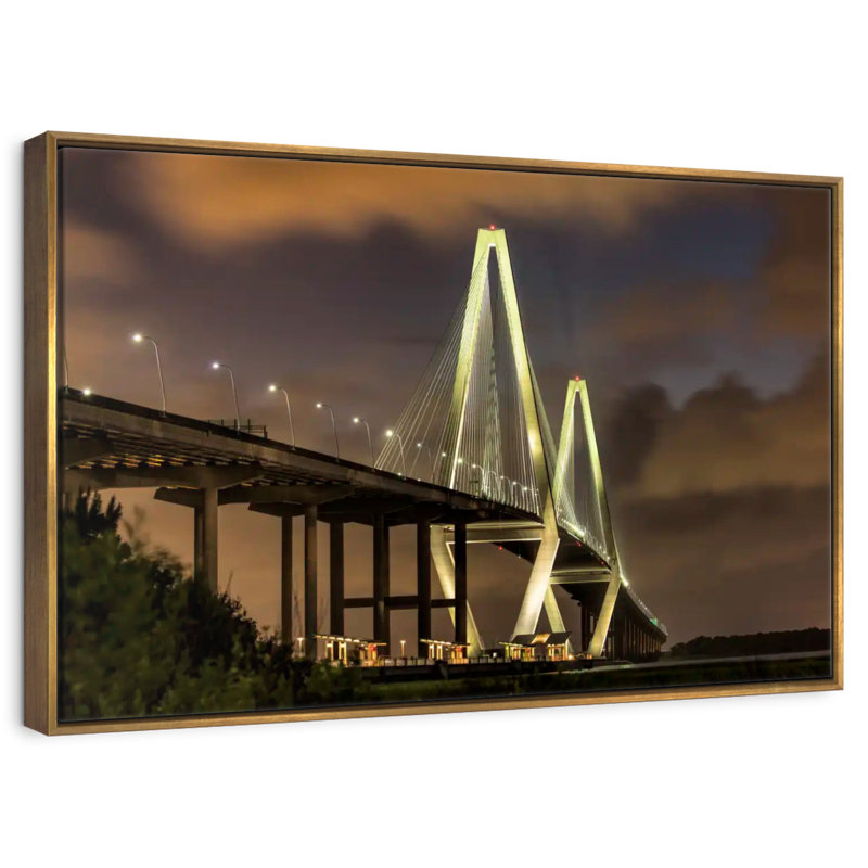 Le pont Ravenel à Charleston, Cadre flottant doré, 25 po x 17 po
