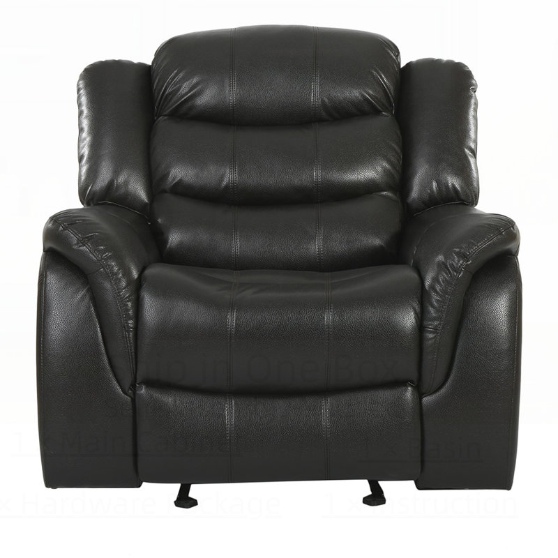 Classic Design Recliner, PU Upholstery, Glider Recliner for Spacious Comfort and Elegant Home Decor