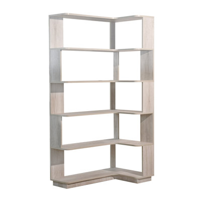 Bibliothèque de coin autoportante de 90 cm pour salon, chambre à coucher, bureau à domicile, bibliothèque en bois avec panneau anti-chute et dispositif anti-basculement, vitrine de rangement ouverte 5 couleurs