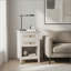 Set of 2 - 17.7 Inch Wide White Rattan Nightstands with 2 Drawers, Boho 27 Inch Tall Bedside Tables for Small Spaces & Bedrooms