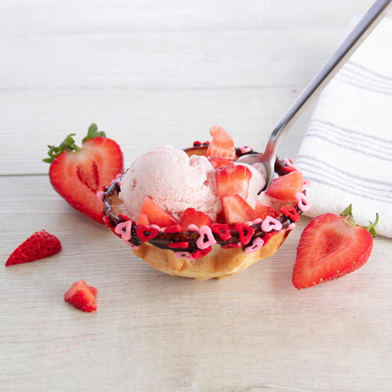 White Nonstick Double Waffle Bowl Maker with Recipe Booklet