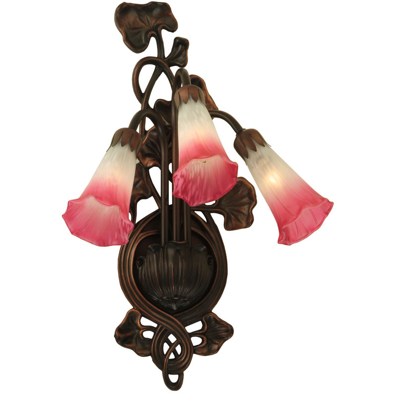 Pink Pond Lily 3 - Light Armed Sconce, Pink/White