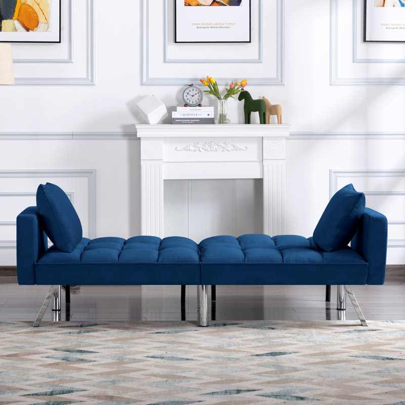 Canapé-lit de futon convertible inclinable 74 po Elegra, Marine