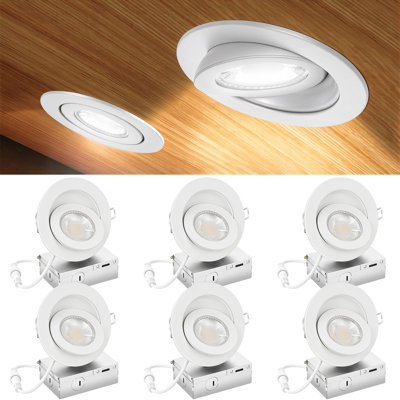 4''  Gimbal Recessed Lighting , 350° Rotation & 90° Tilt, 5cct Dimmable Canless Downlight With J-box(6 Pack)
